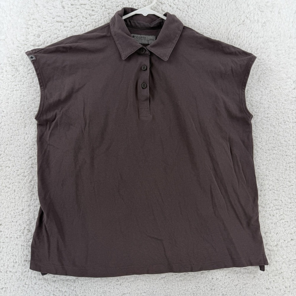 FIGS FIGSPRO Polo Shirt Womens Small Brown Sleeveless Pima Cotton W22WM1009